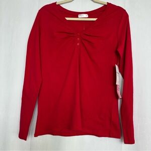 POPULAR 21 MATERNITY Red Rushed Front Stretch Top